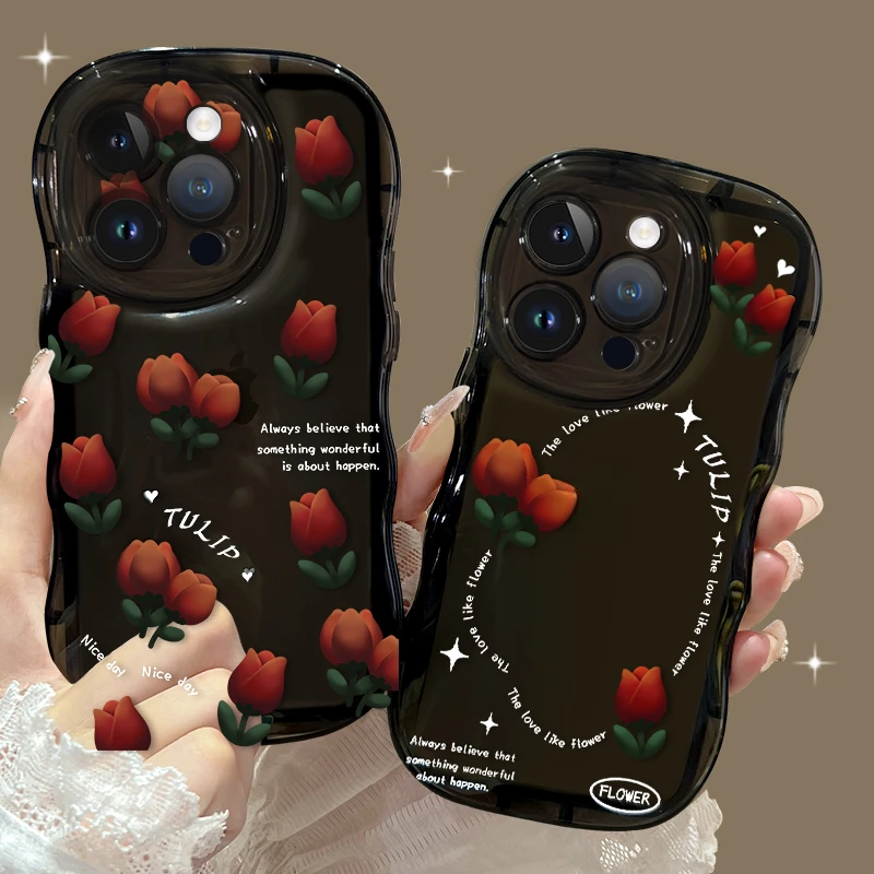 【气泡波浪壳】玫瑰花园手机苹果15闪片iphone15pro波浪