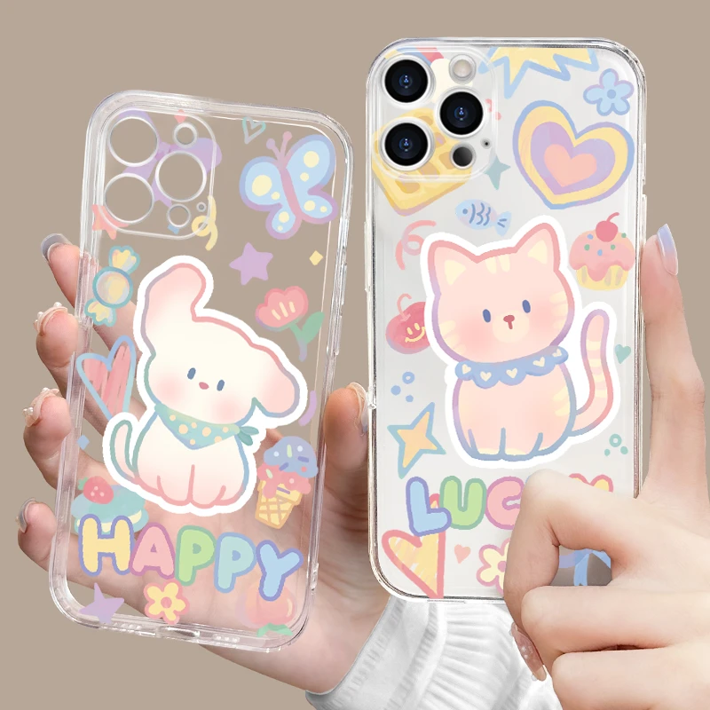【透明雪糕糖果狗】直边透明苹果15防摔iphone1个性可爱