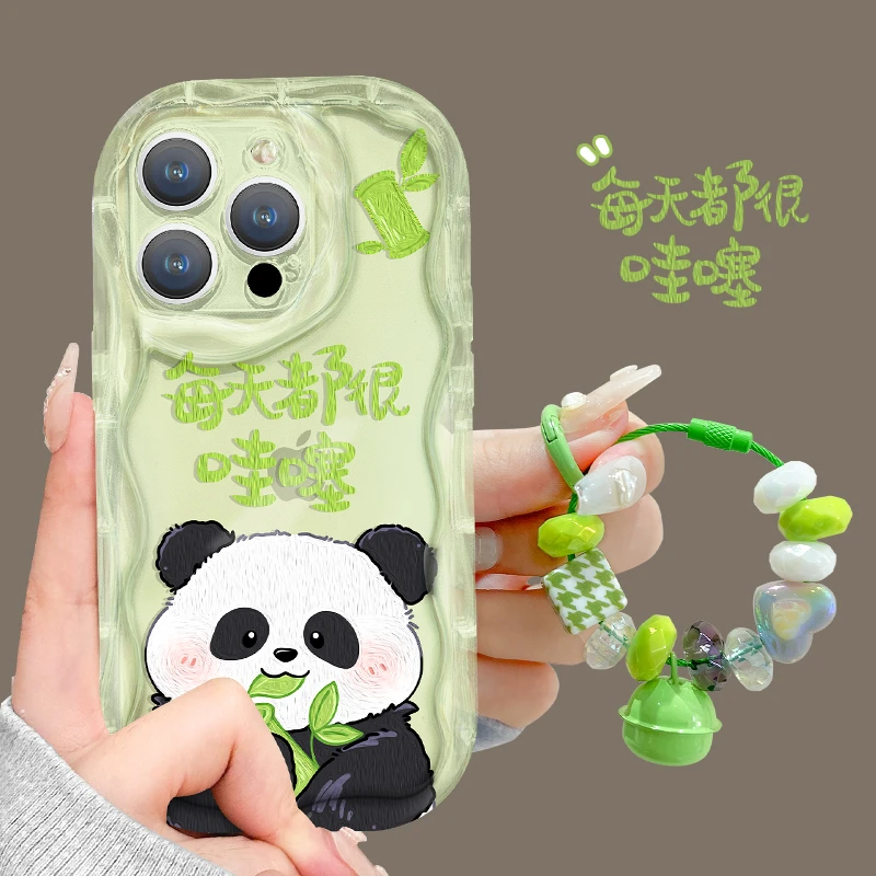 【奶油框硅胶壳】绿竹手机苹果15闪片iphone15pro可爱竹子熊猫