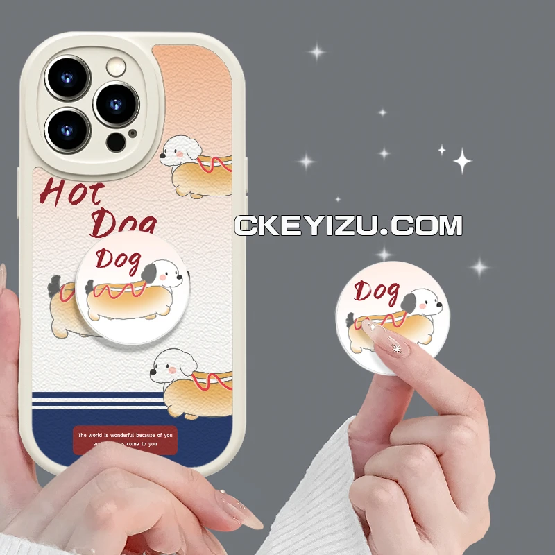 【小羊皮】苹果华为vivo荣耀oppo小米iPhone15热狗支架手机壳