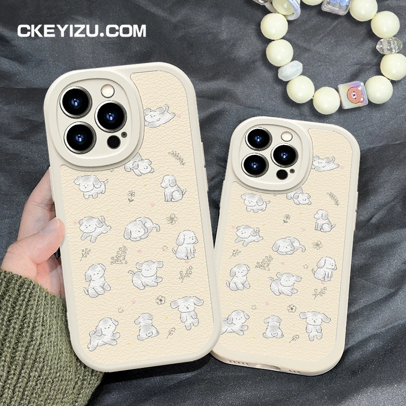 75号【小羊皮】苹果华为vivo荣耀oppo小米iPhone15小灰狗支架手机壳