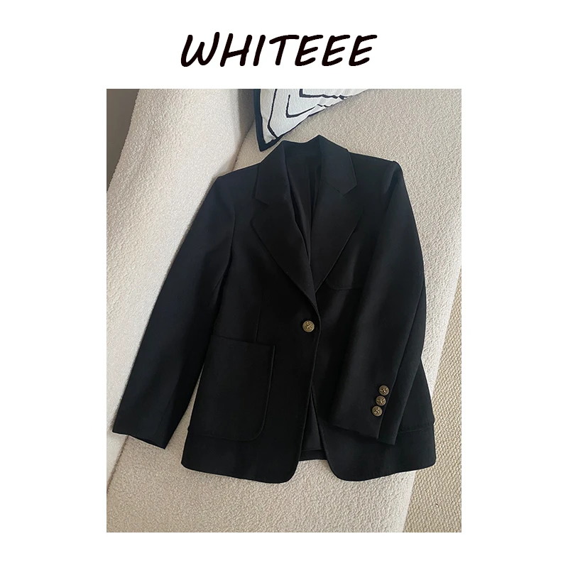 秋冬女士气质休闲西装 高级感通勤精纺时尚高端休闲西装毛呢外套