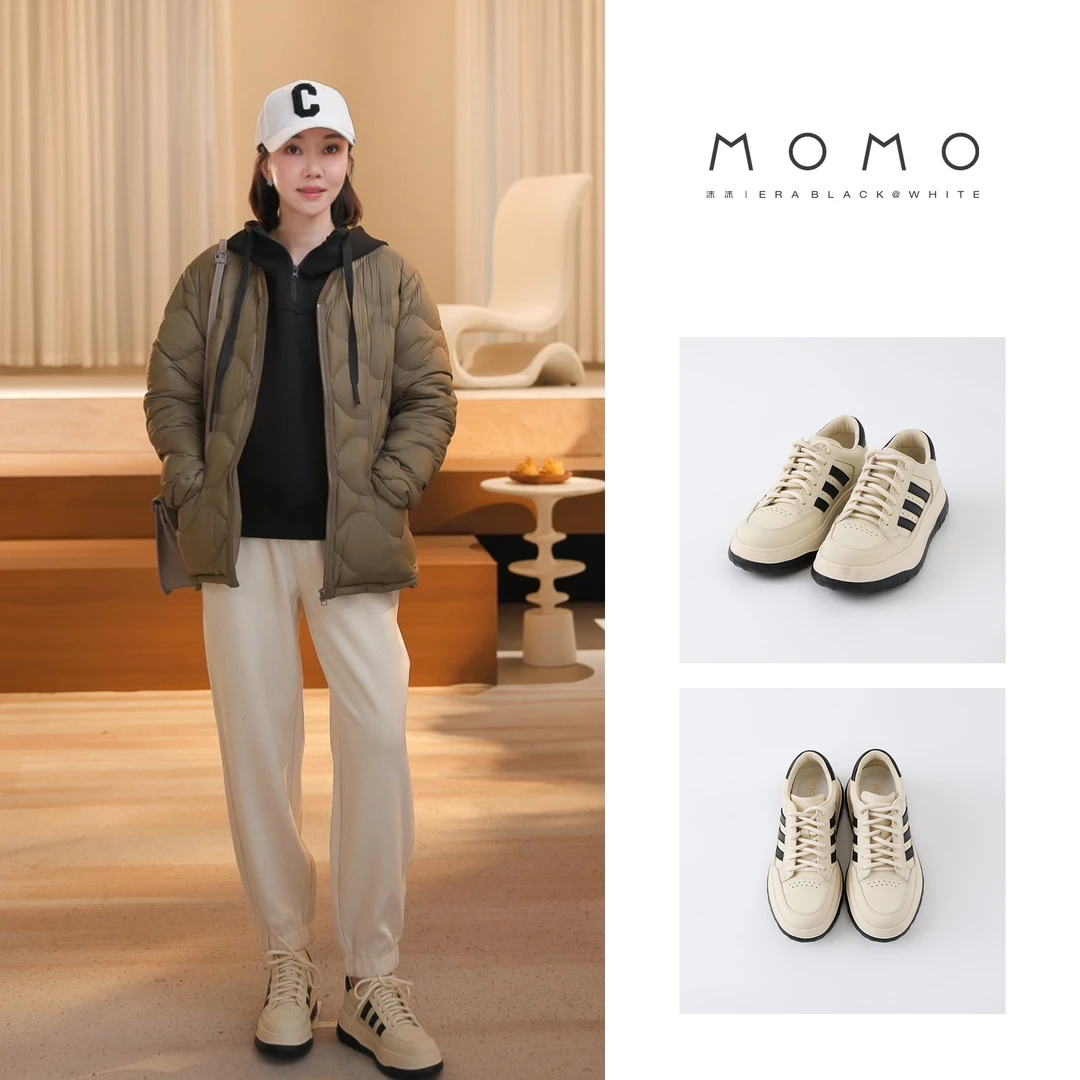 【MOMO ERA】2887 跟高3.5经典款三条纹休闲板鞋时尚百搭复古厚底