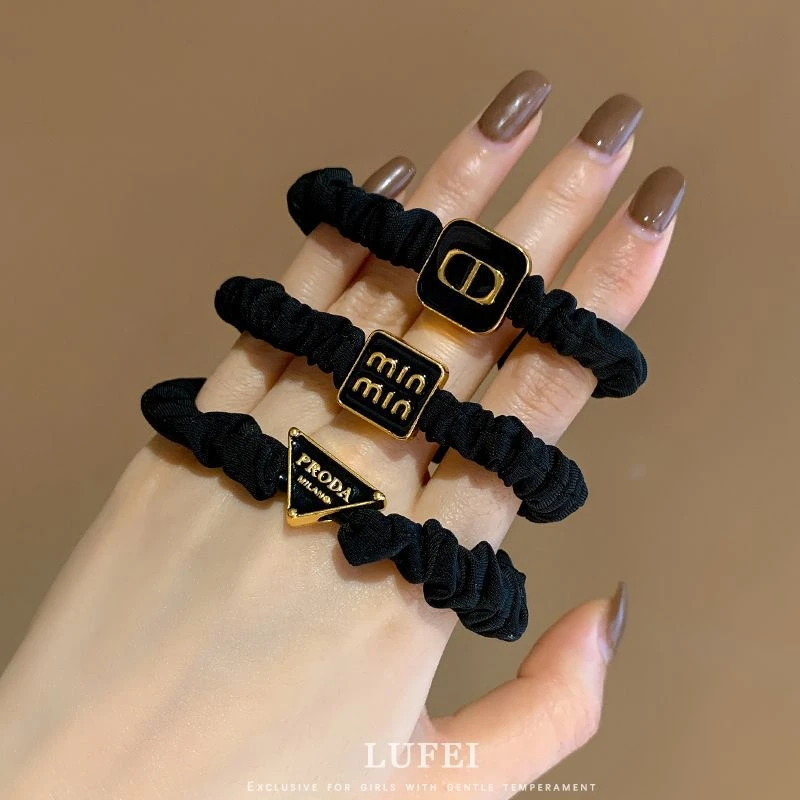 合金硅胶发饰 黑色小肠圈橡皮筋网红高级感发绳气质简约头绳头饰