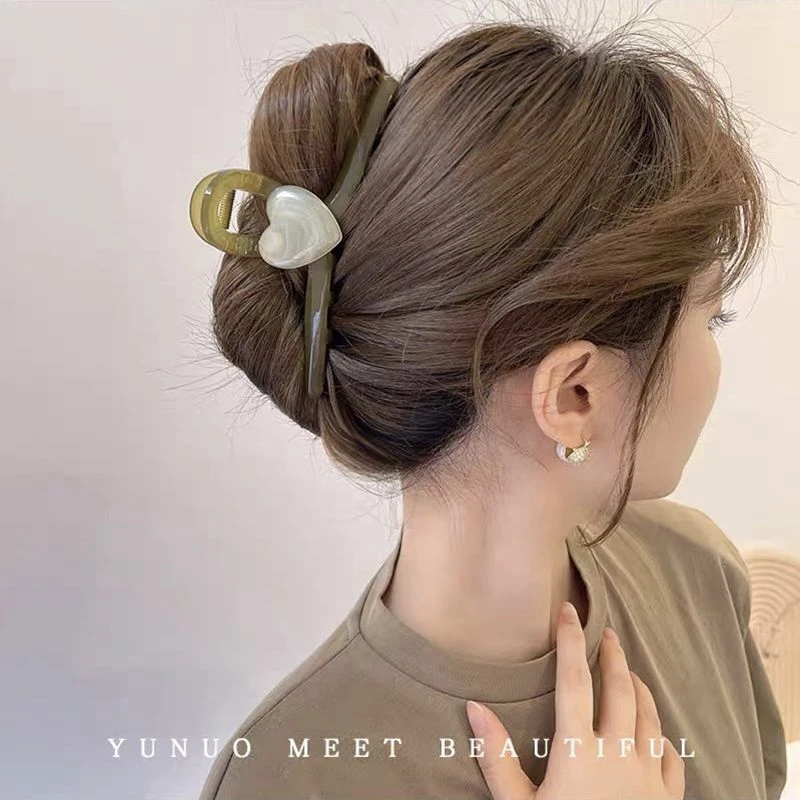 13cm大号果冻色夏天优雅爱心后脑勺抓夹鲨鱼夹夹子头饰鲨鱼抓夹