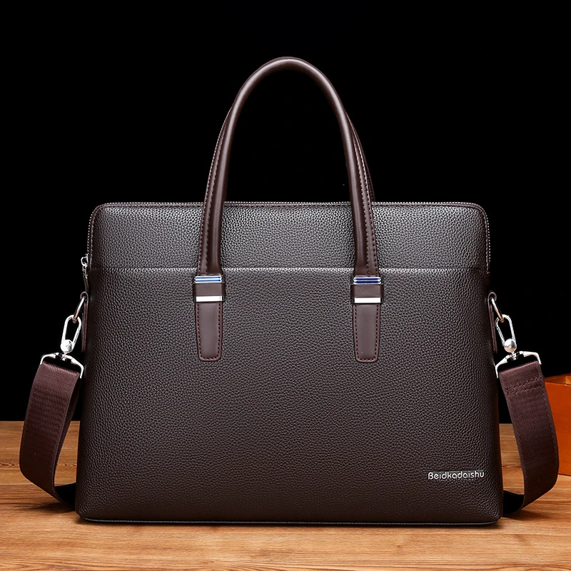 新款男士时尚手提包大容量简约通勤男包商务单肩斜挎包休闲公文包