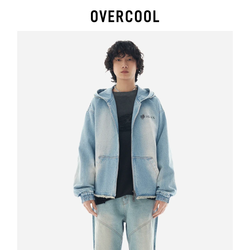 OVERCOOL连帽拉链牛仔夹克