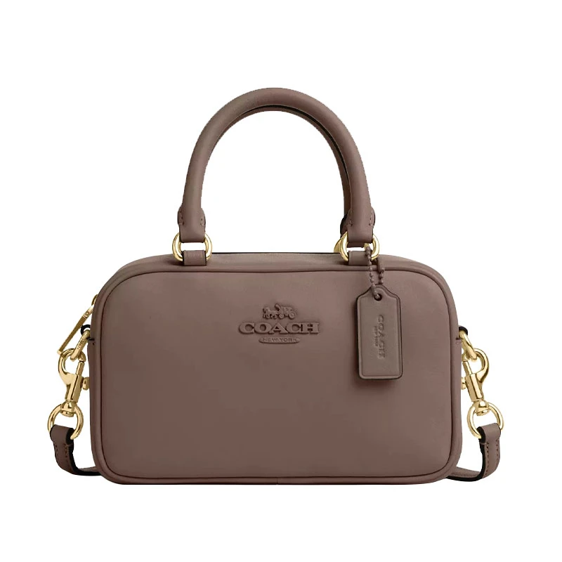 【30】COACH 蔻驰 Satchel 19 女士手提单肩斜挎包 迷你 浅咖色