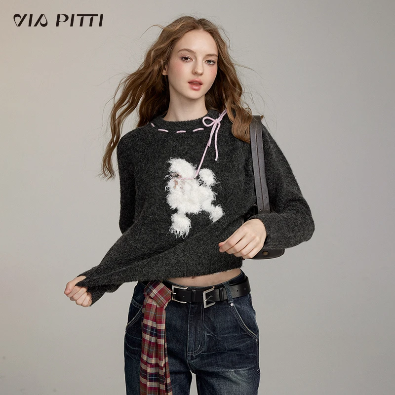 ViaPitti【官方专属】趣味毛绒遛弯小狗毛衣V24DK291