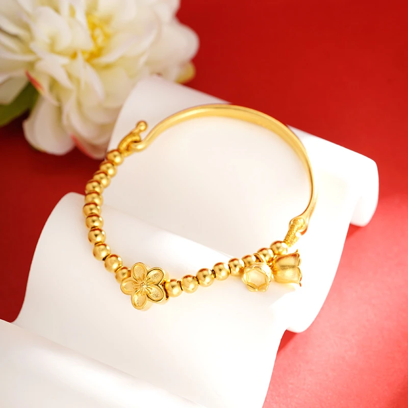 铜合金手镯 铜合金玲兰珠女款久不掉色手镯串珠半镯