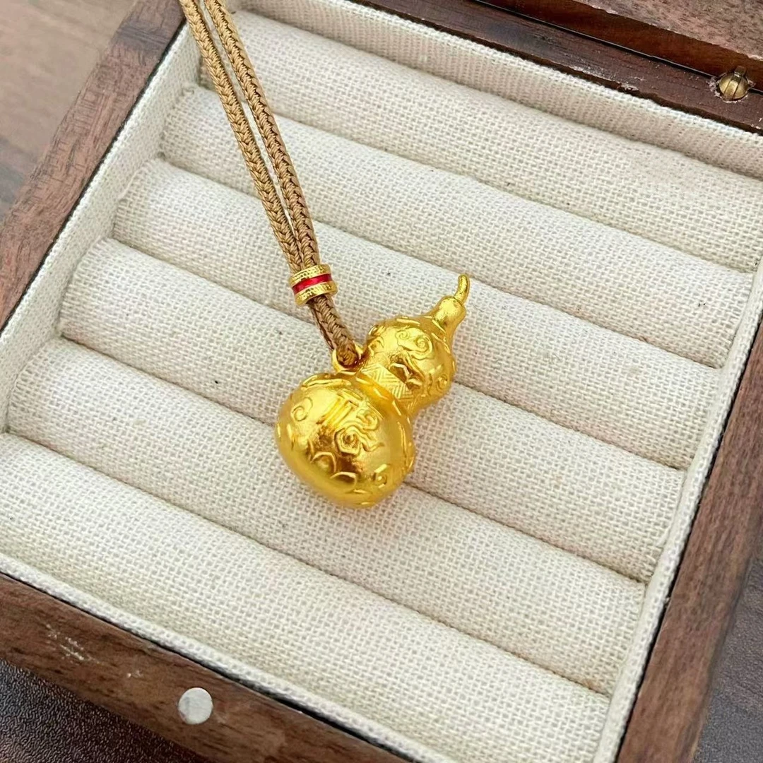 铜合金手链 古法福字祥云葫芦吊坠铜镀金招财葫芦挂坠轻奢时尚