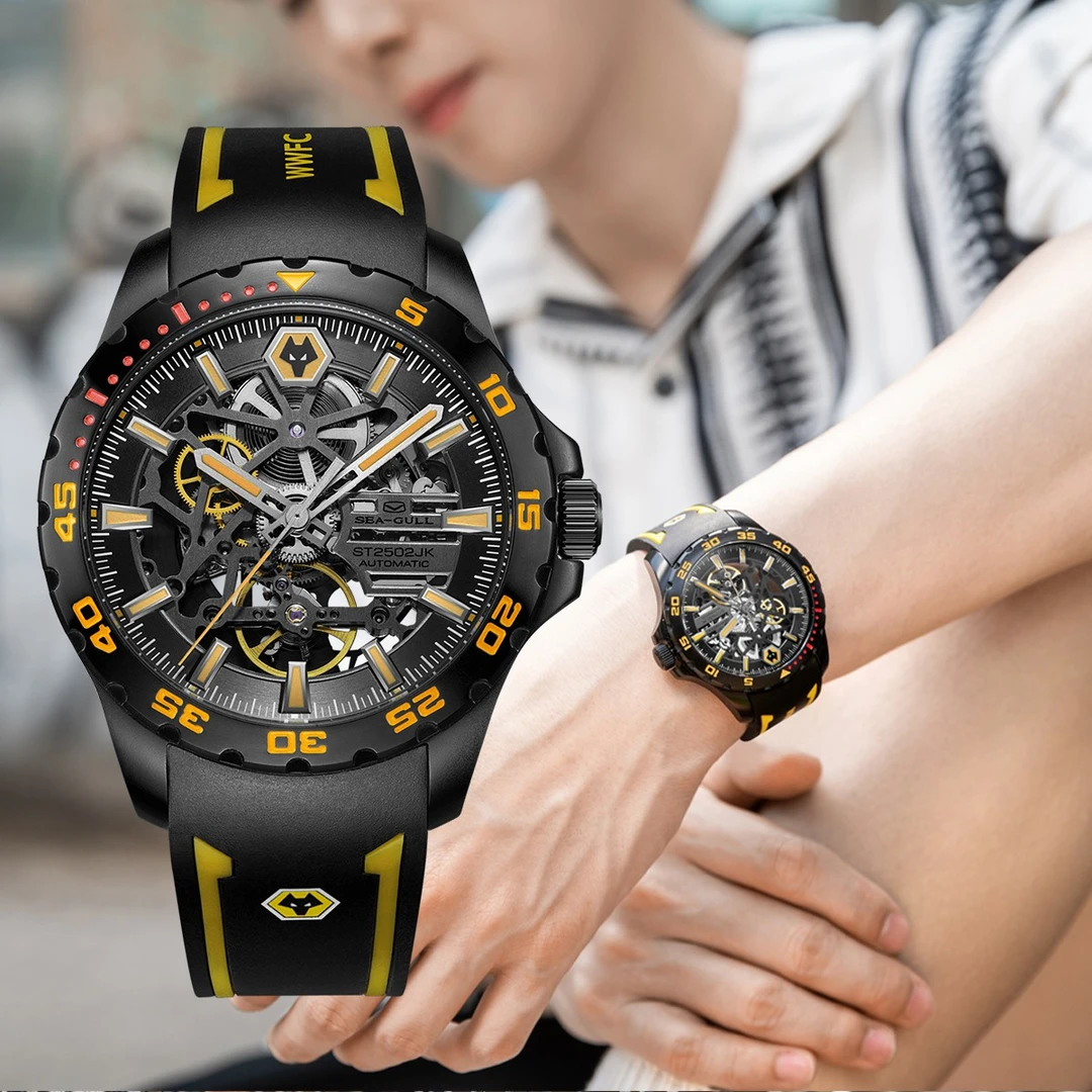 【表厂直发】SEA GULL海鸥表锋芒系列狼队镂空国潮夜光机械表1877HK