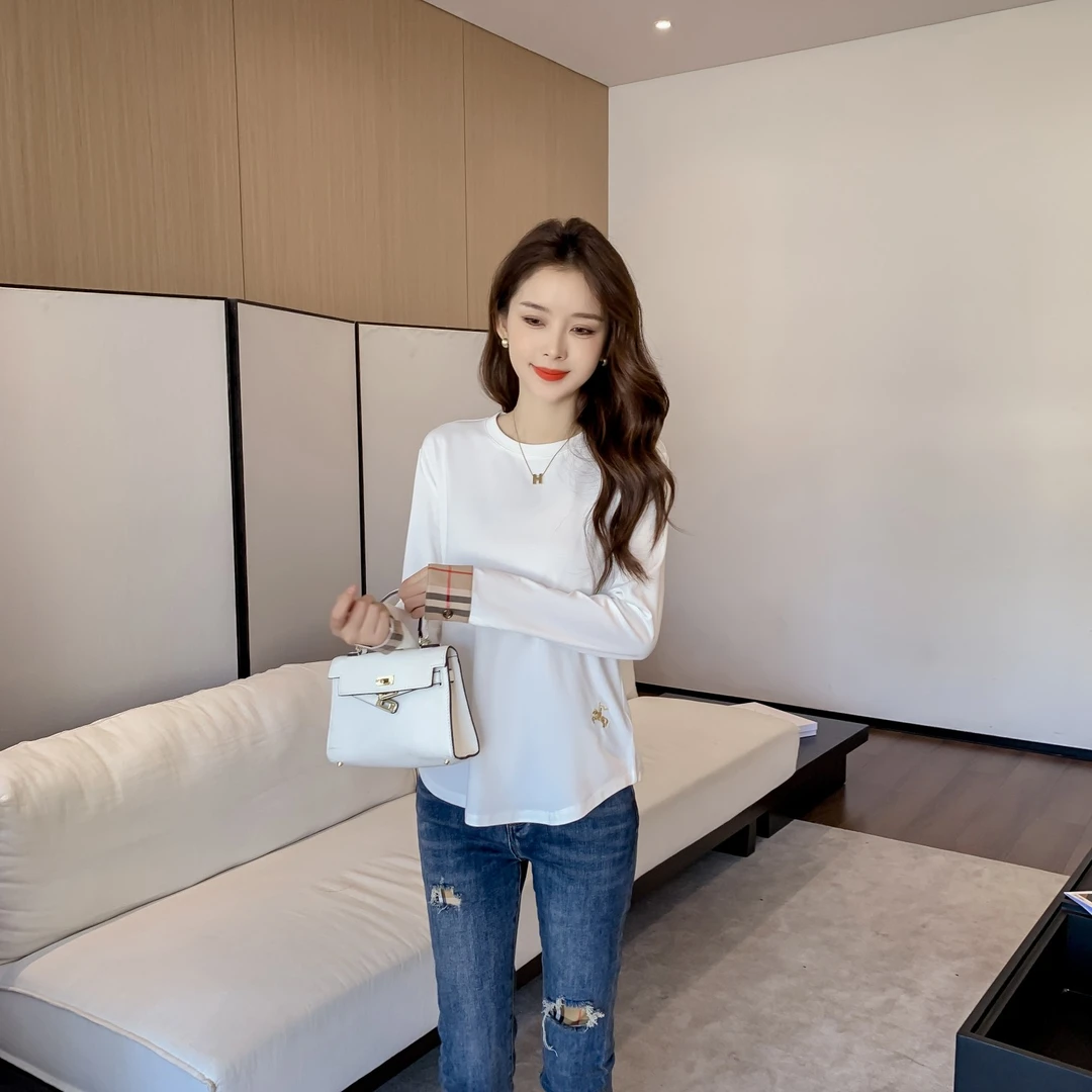 春秋新款轻奢纯色羊毛衫英伦风长袖显瘦体恤衫女士高档百搭羊毛衫