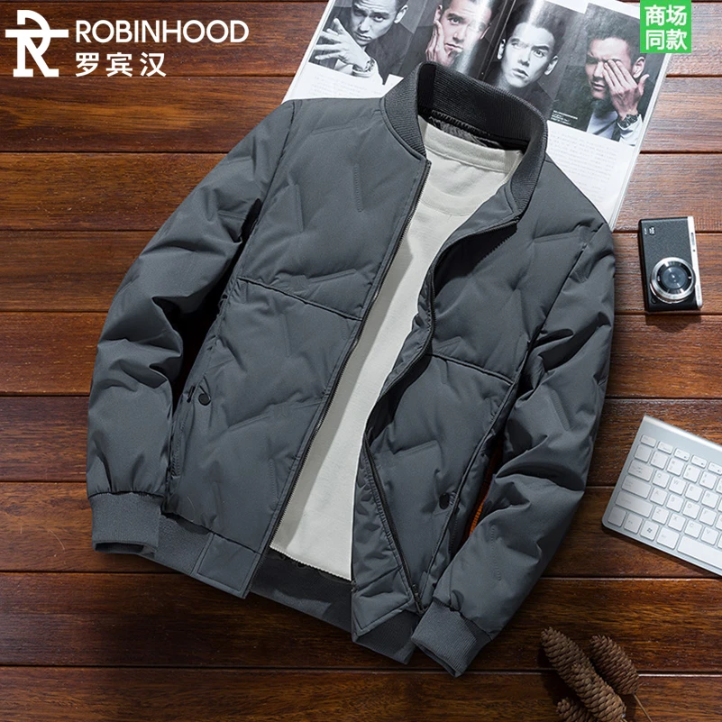 罗宾汉高档棉衣男款秋冬季轻薄修身冬天保暖加绒加厚夹克上衣外套