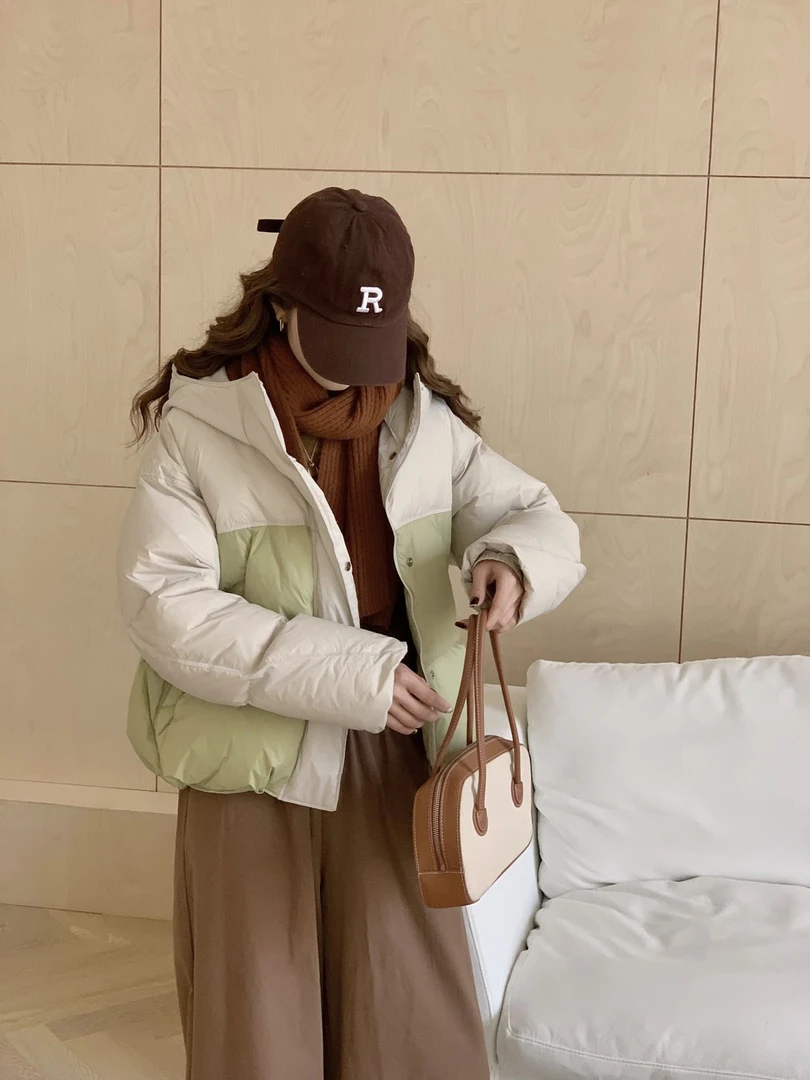 【小个子福音】2023短款时尚拼色设计款90绒羽绒服R8140