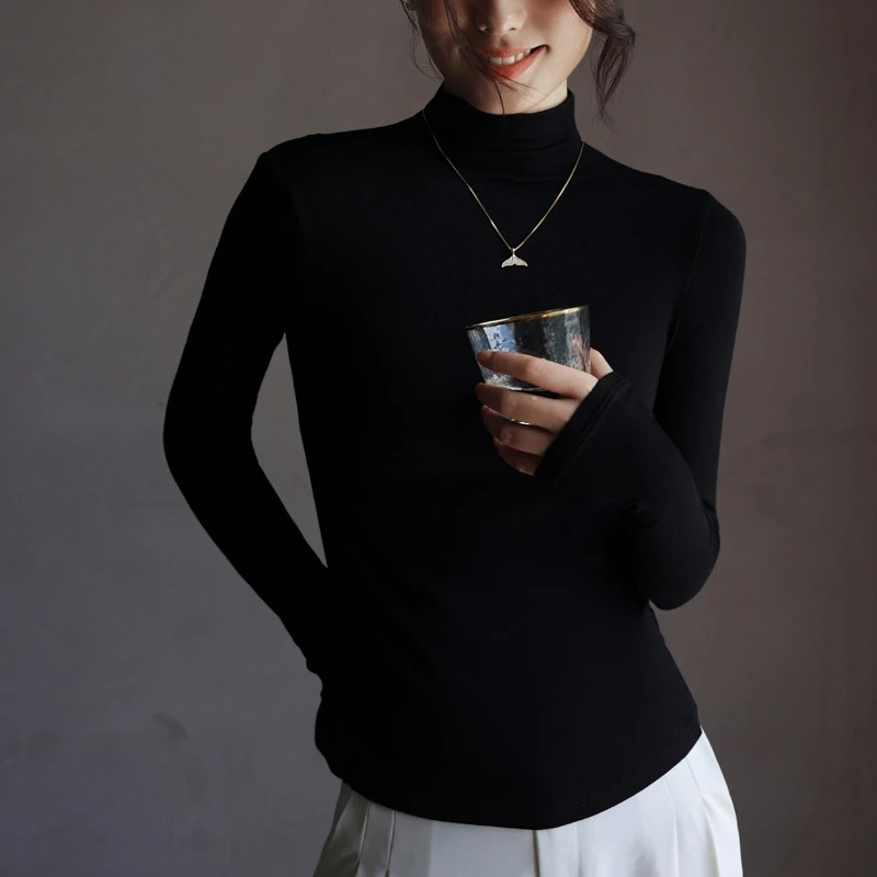 【女人空间生活馆】经典长袖半高领打底衫女秋冬季内搭上衣秋衣