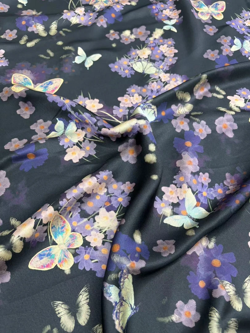 黑蝴蝶 红云纱 香云纱 真丝重锻 50姆米 幅宽140cm*长100cm