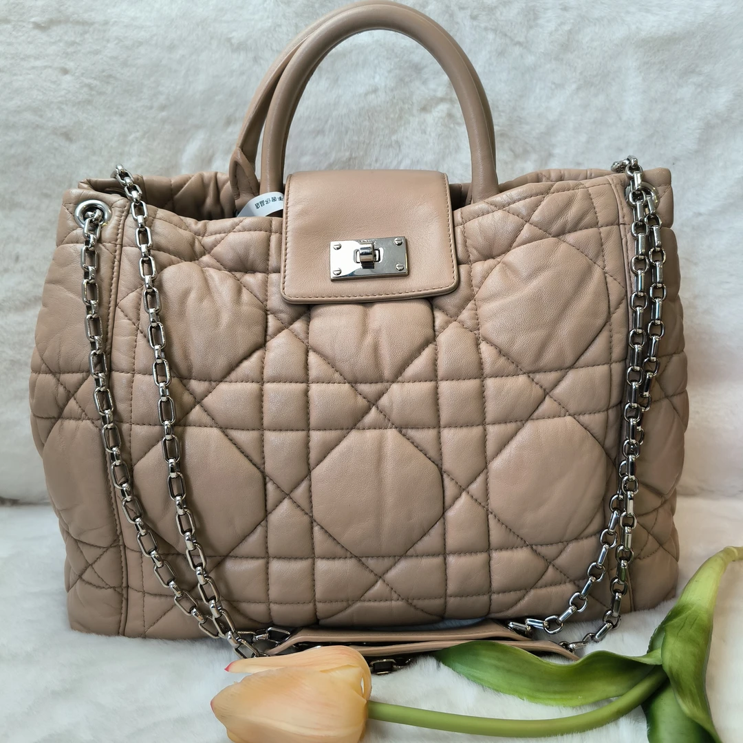 95新 DIOR/迪奥 魔镜/Dior迪奥羊皮菱格链条tote包sy/890889