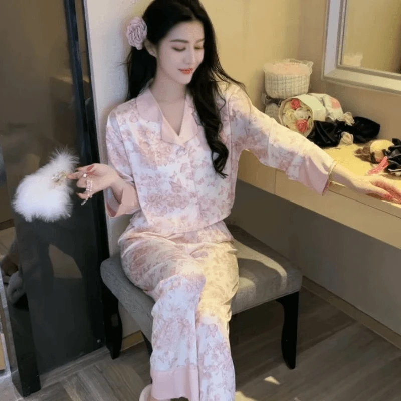 【蝶妹儿】春夏季新款气质休闲小短款显瘦柔软透气睡衣春秋粉色宽松