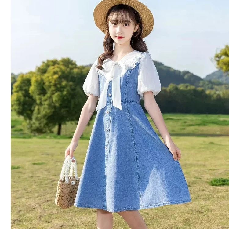 2000女童夏装牛仔连衣裙2024时尚洋气夏季儿童公主裙清新女孩裙子