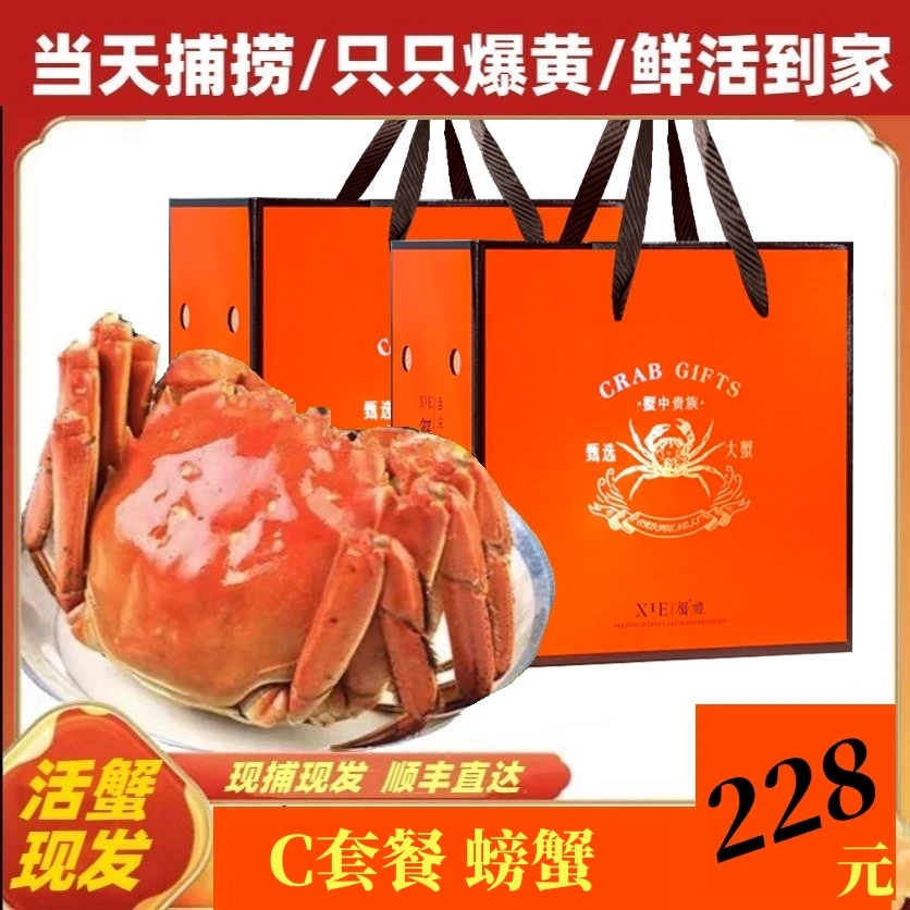 N活蟹当日发【8送2到手10只】精品闸蟹(C套餐)两鲜活包邮公螃蟹