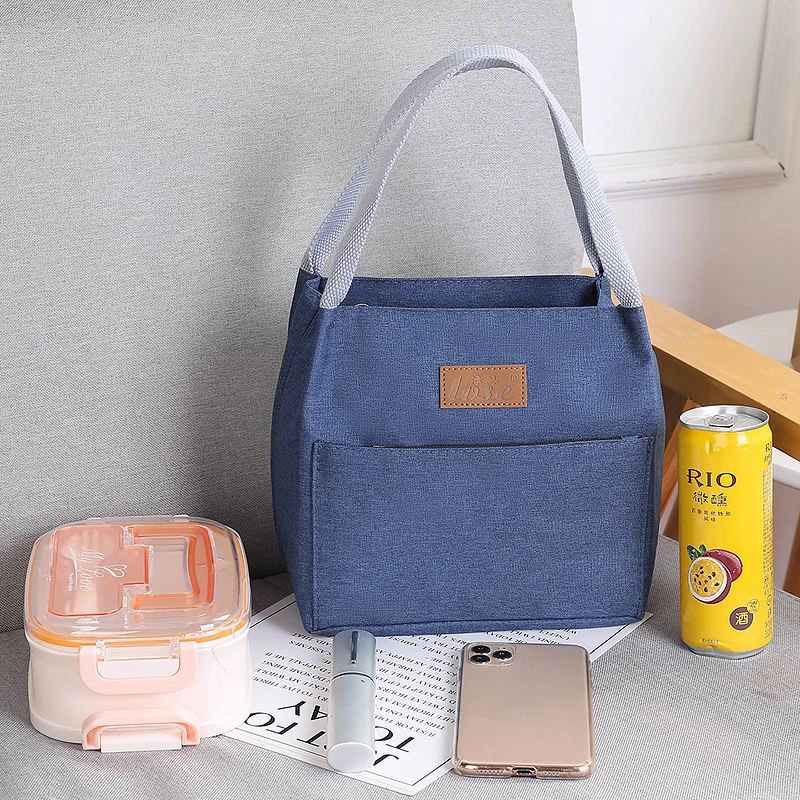 2023时尚简约手提包帆布耐磨防水拉链饭盒袋便当袋大号耐用保温包