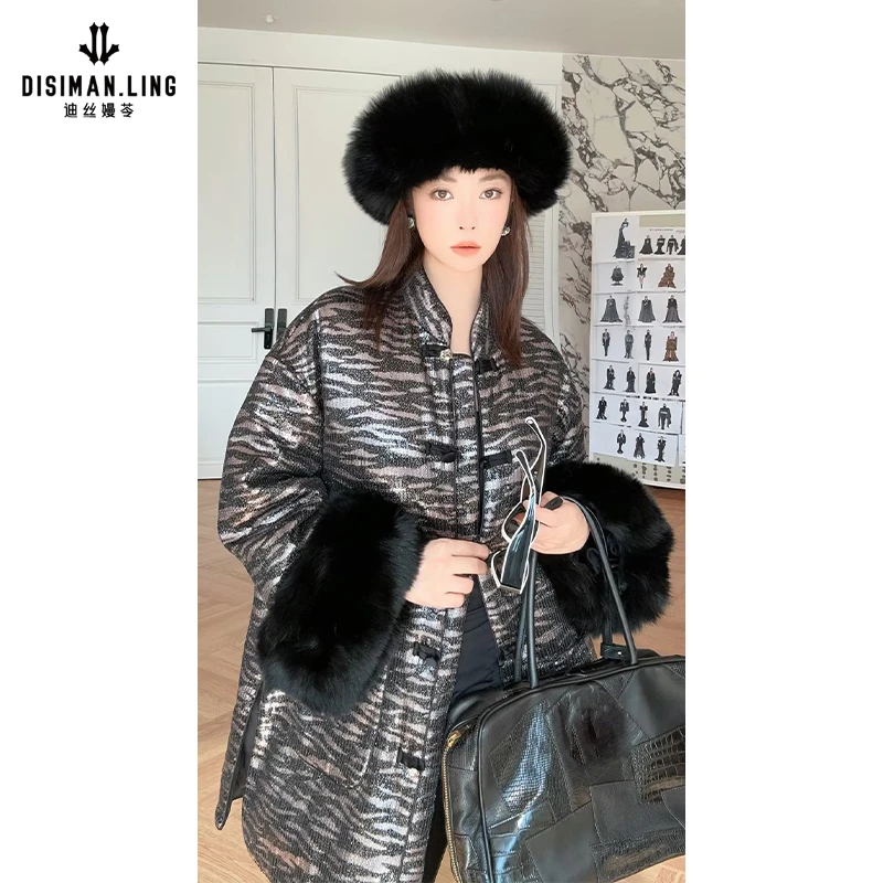 迪丝嫚苓黑色保暖羽绒服时尚红人上新气质休闲女士冬季舒适百搭