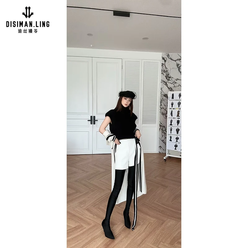 迪丝嫚苓黑色高领打底T恤时尚休闲秋冬加厚百搭原创优雅小众设计