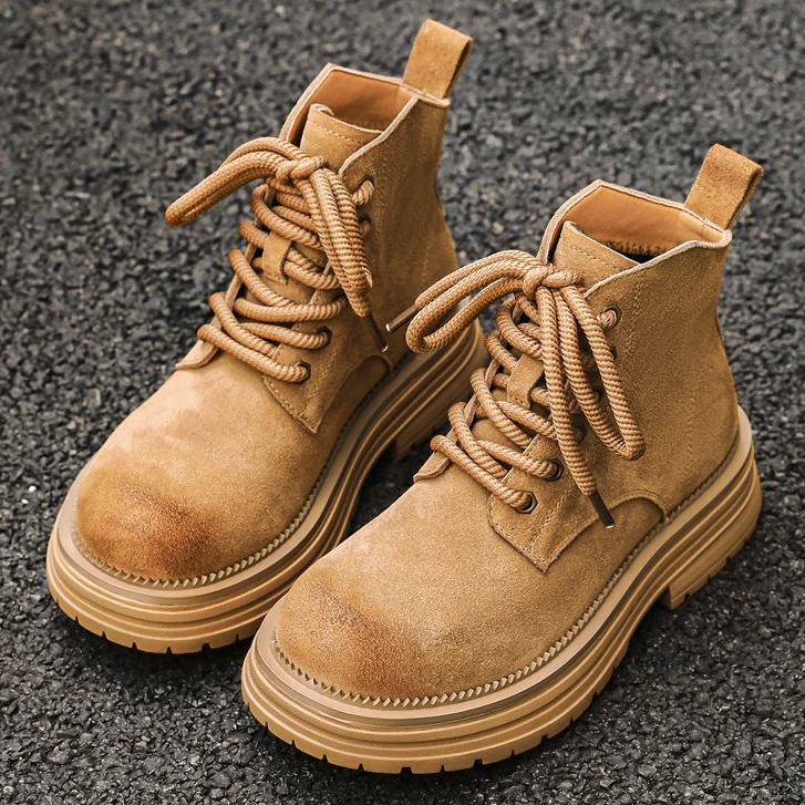 厚底大黄靴增高休闲登山靴男女同款马丁靴男冬季加绒大头靴子工装