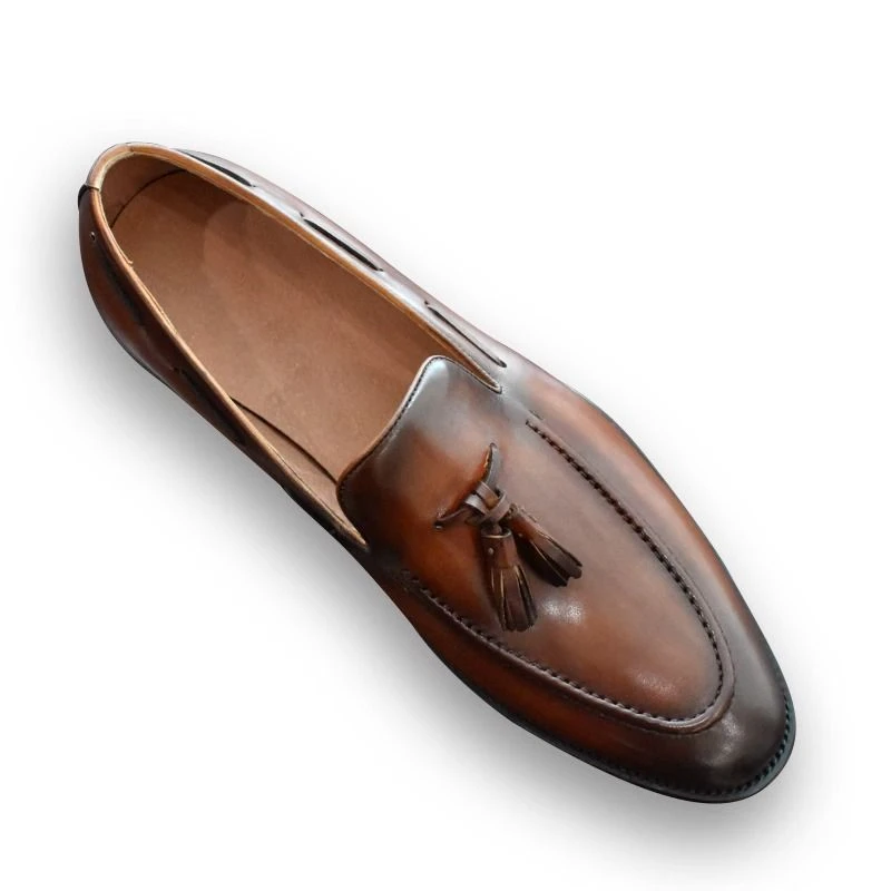 一脚蹬豆豆鞋流苏英伦风套脚乐福鞋男潮流夏季透气通勤休闲男皮鞋