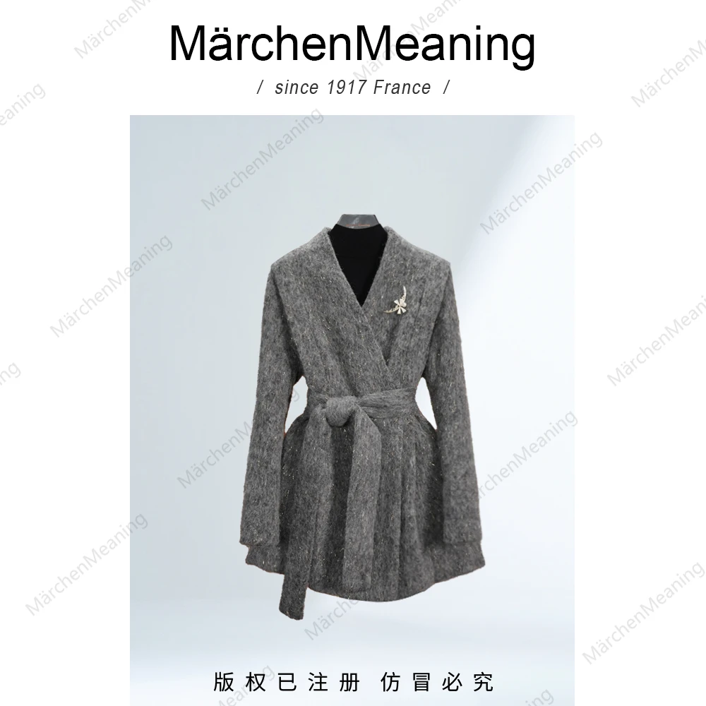 MärchenMeaning定制亮丝亮片轻奢秋冬新款显瘦设计师中长款蒋蒋