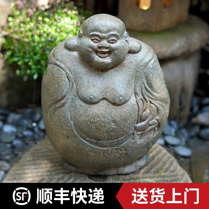 水磨坊弥勒摆件庭院花园布置禅意沙弥小和尚景观造景入户玄关装饰