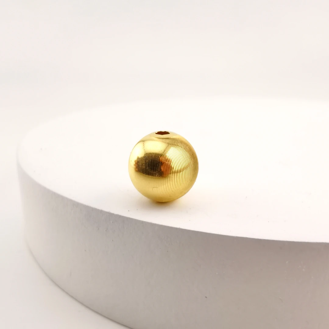 【洛一珠宝】【18K金】拉丝猫眼金珠约10mm手串隔珠配珠搭配