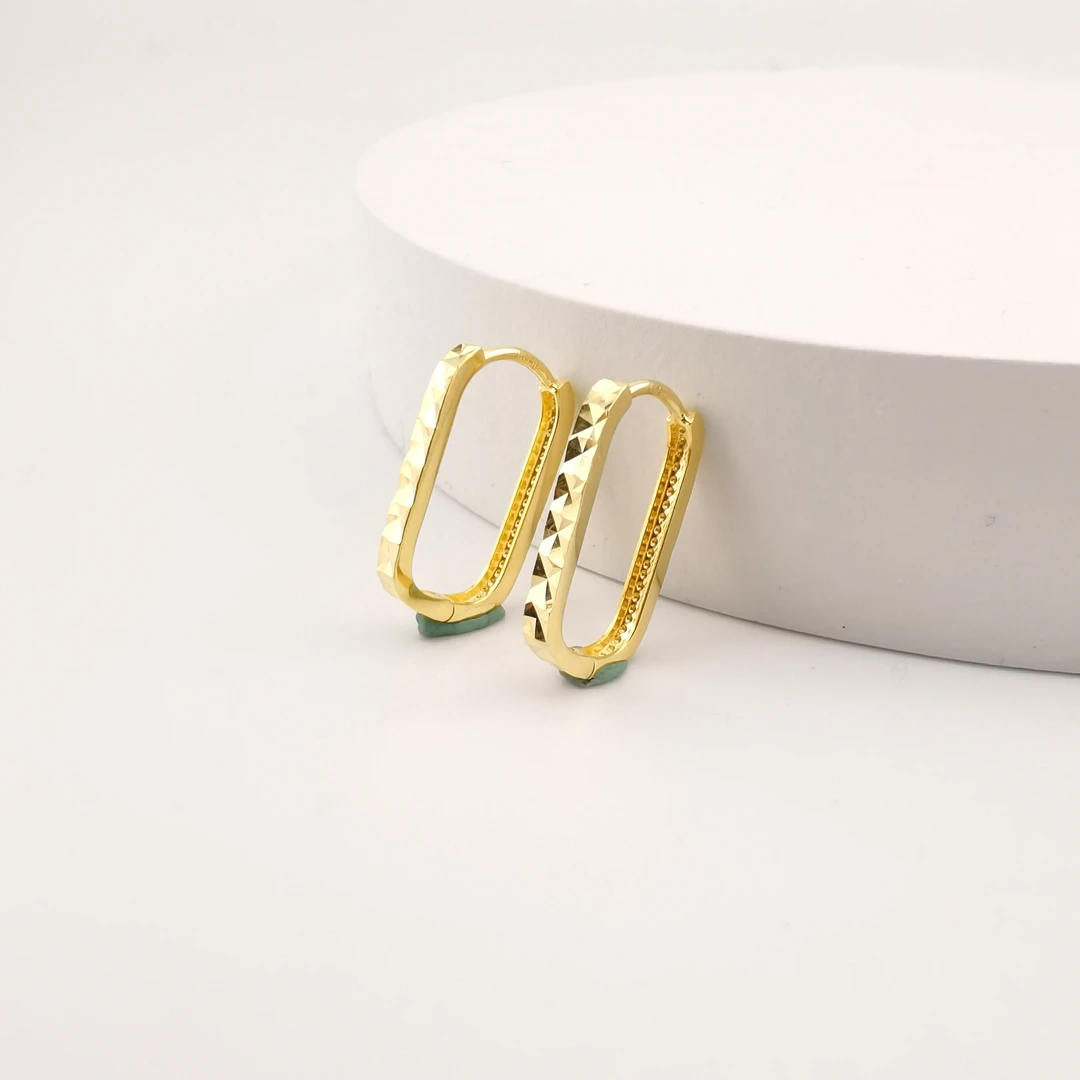 【洛一珠宝】【18K金】车花工艺素金耳包耳扣亮面金环环相扣简约复古