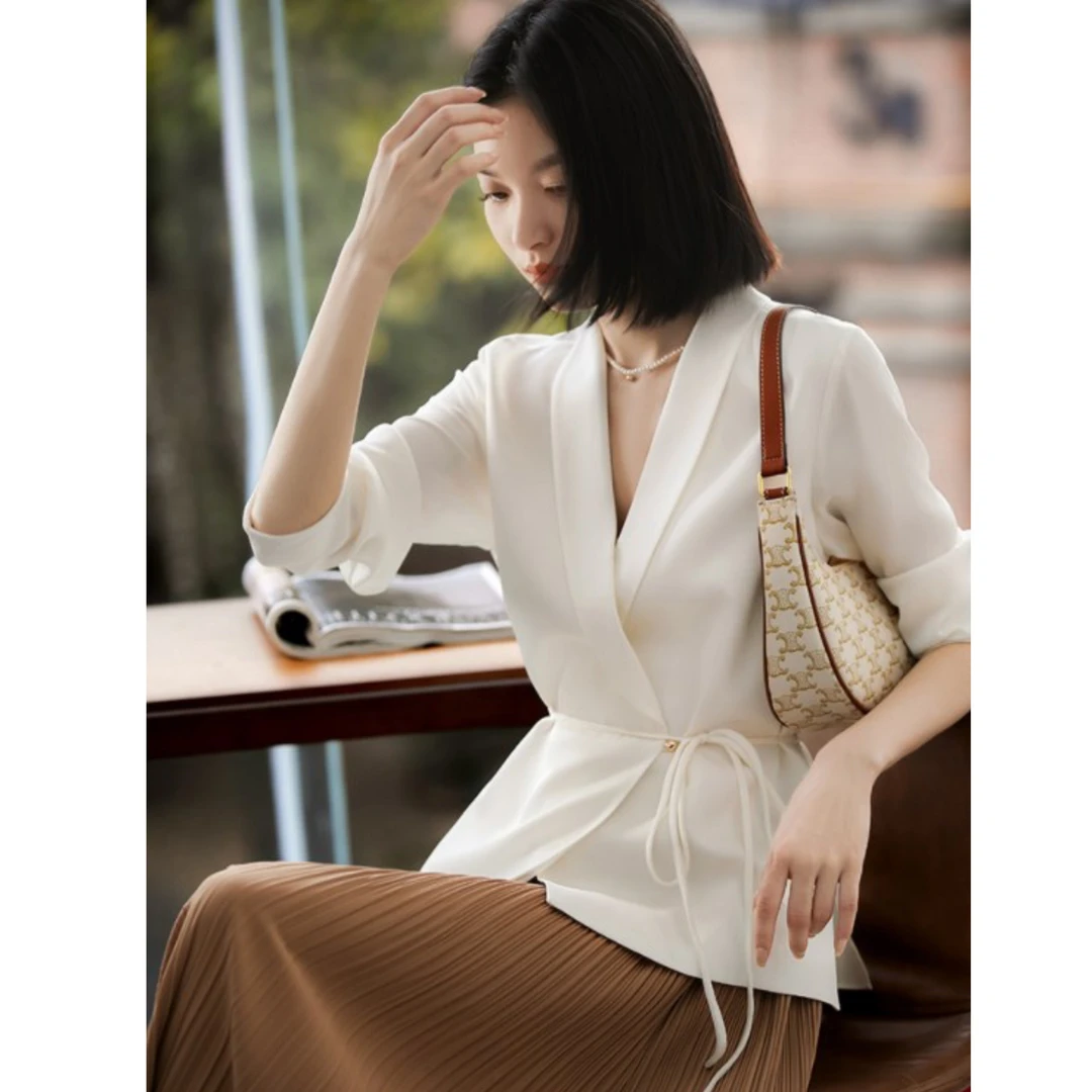正品2302WT043醋酸麻休闲西装外套
