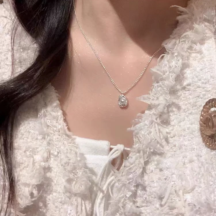 钛钢项链 R14豆荚珠珠素色森系小清新锁骨链冷淡风