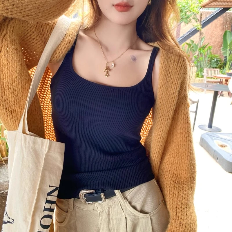 针织打底吊带背心女内搭2025夏季新款修身显瘦遮副乳短款上衣外穿