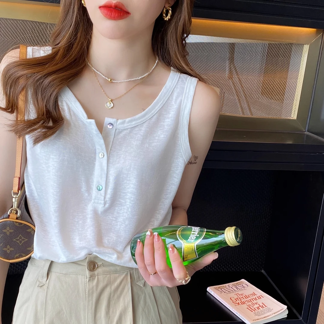 吊带背心女夏季外穿内搭工字打底白色无袖t恤宽松黑色上衣