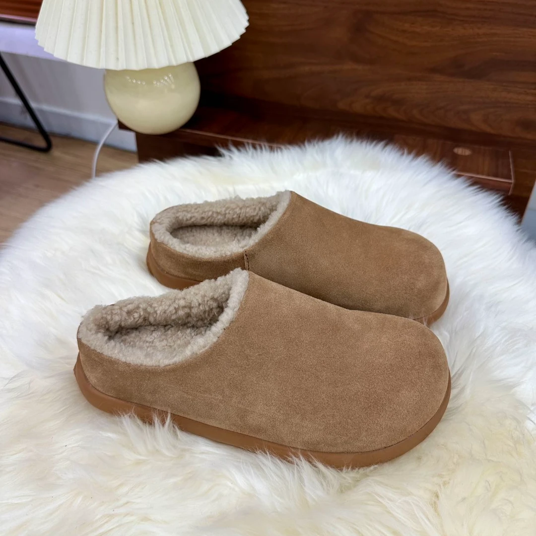 【穆勒小土豆半包勃肯鞋】桑坡发货羊皮毛一体小土豆防滑毛拖森哥