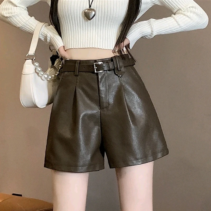 高腰短裤女2024秋季新款休闲短款设计感高腰显瘦阔腿打底靴裤