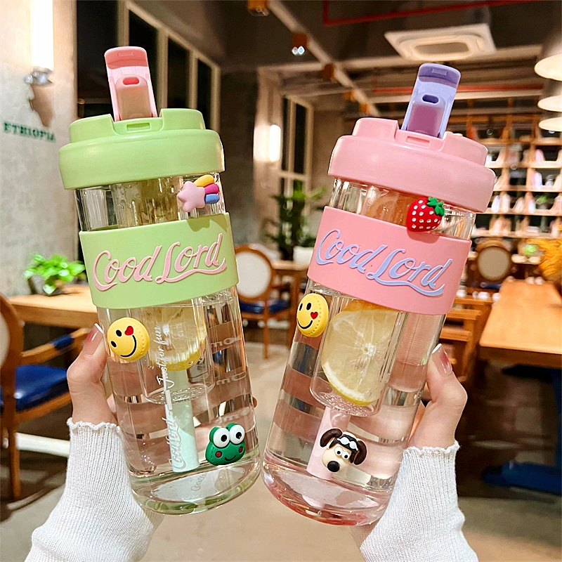 高颜值茶水分离花茶杯女学生吸管玻璃杯办公室网红便携泡茶水杯子