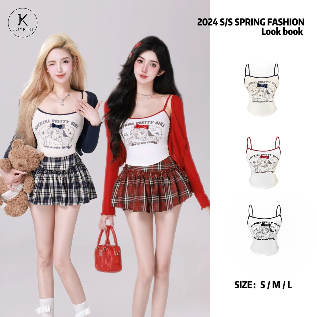 【JOYKIKI 清清!】【樱桃奶酪】夏季纯欲辣妹基础弹力紧身上衣J24A173