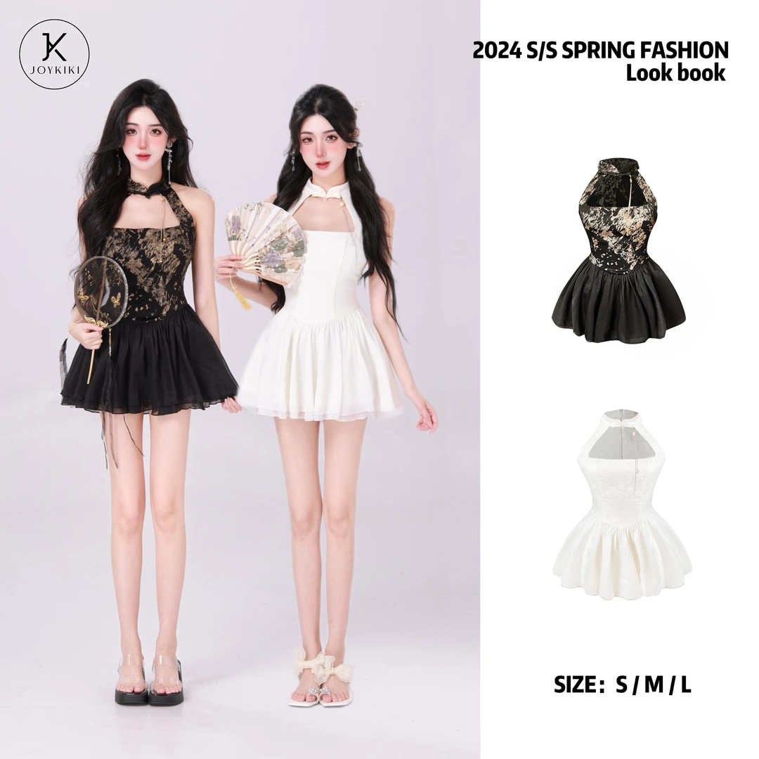 【JOYKIKI 清清!】【名千金】夏季国风印花刺绣重工连衣裙 J24B231