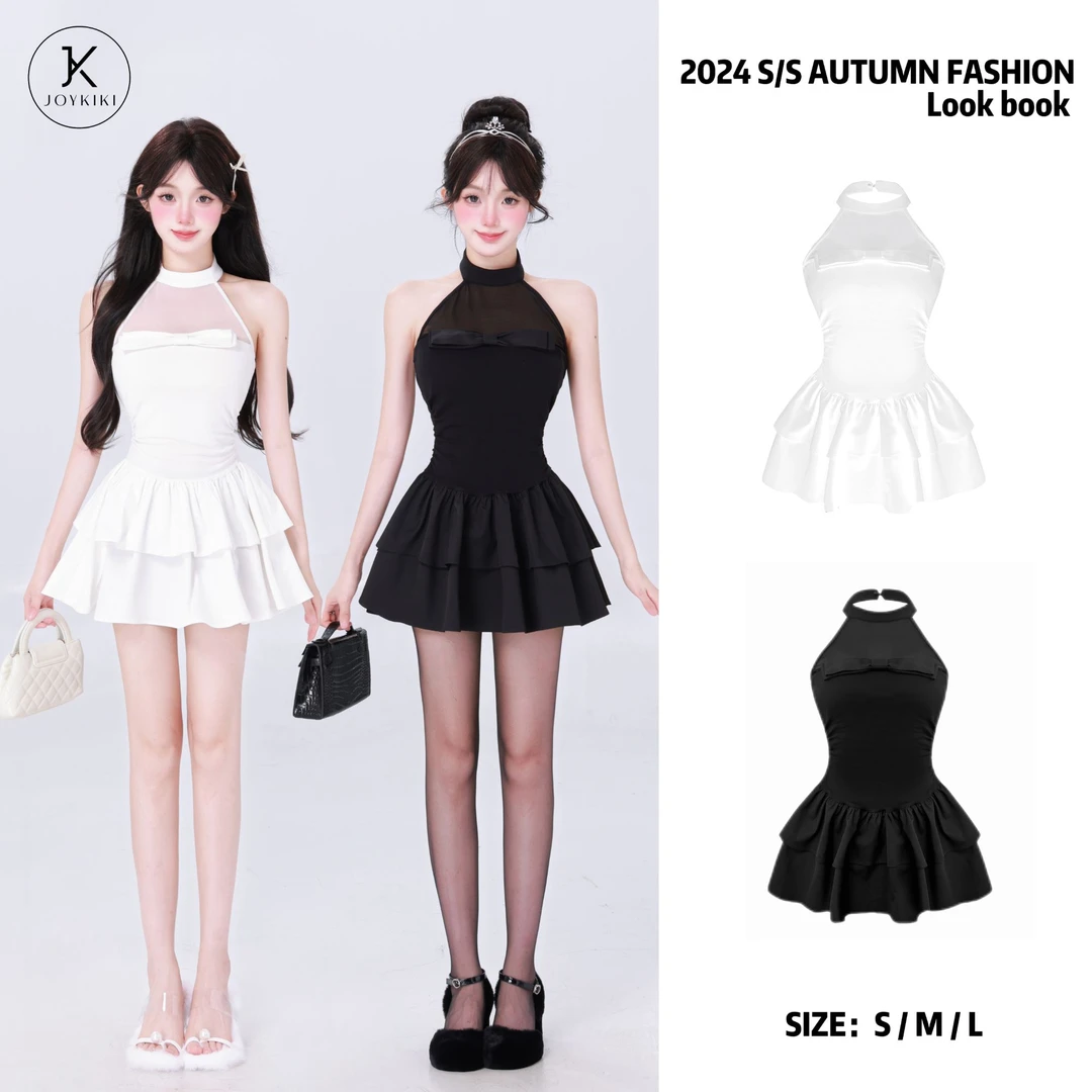 【JOYKIKI 清清!】【世家千金】纯欲网纱拼接显瘦百搭连衣裙J24C178