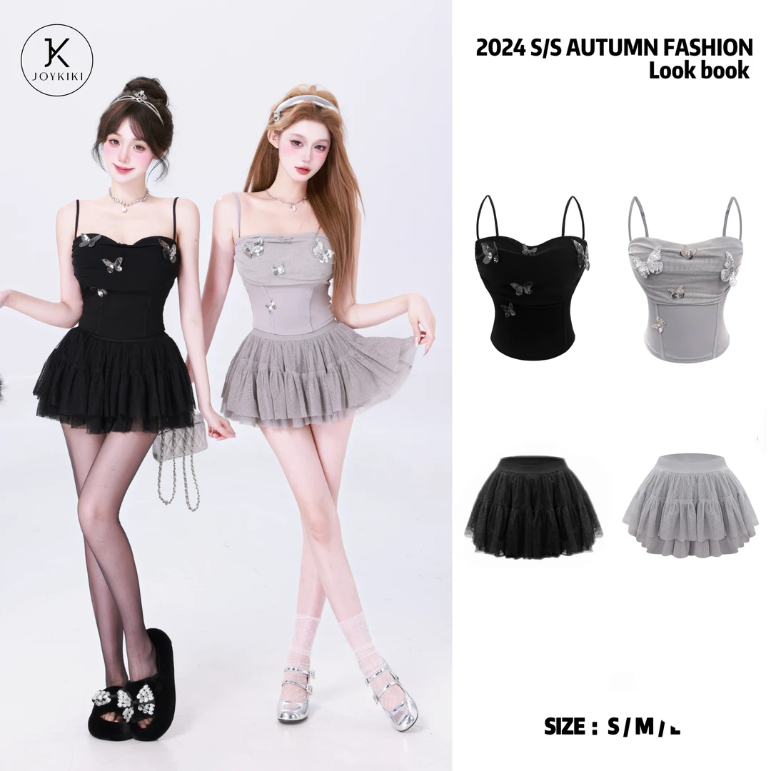 【JOYKIKI 清清!】【蝴蝶千金】纯欲气质拼接重工蝴蝶结上衣 J24C186