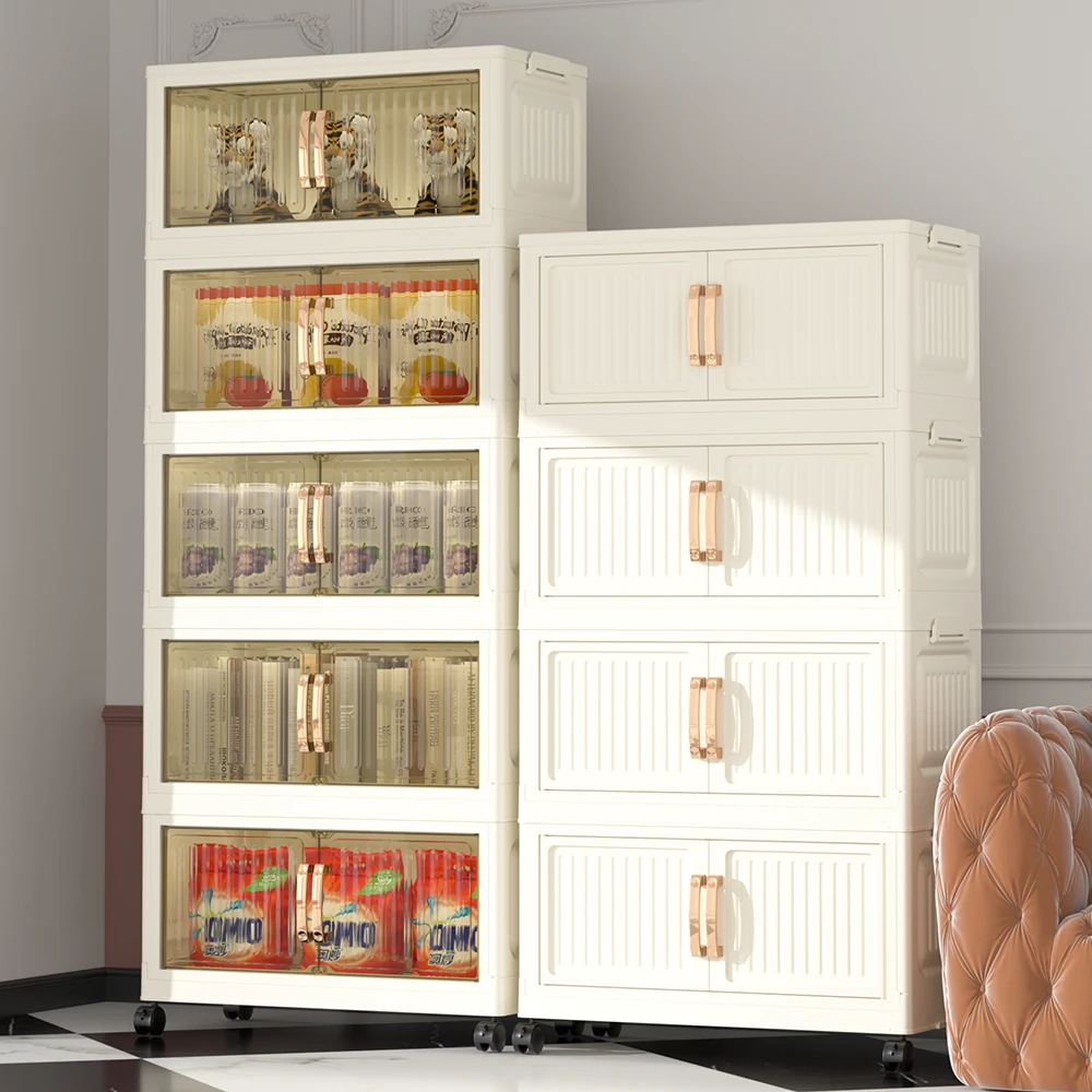 AH【70cm面宽】折叠收纳柜免安装家用对开门衣物储物柜落地式置物