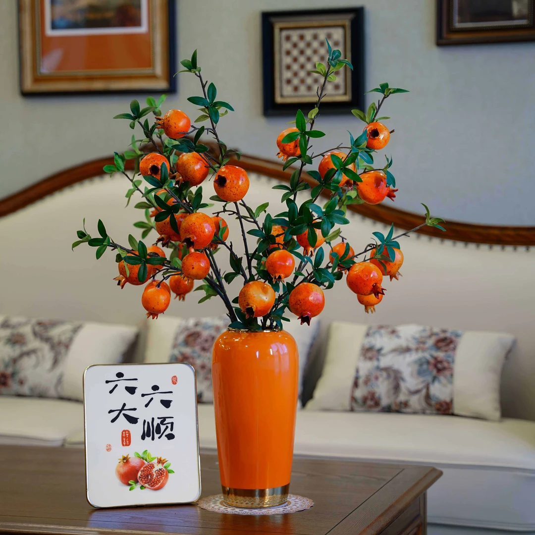 大石榴浆果仿真花6果高级感客轻奢软装石榴枝搭配发货石榴果氛围