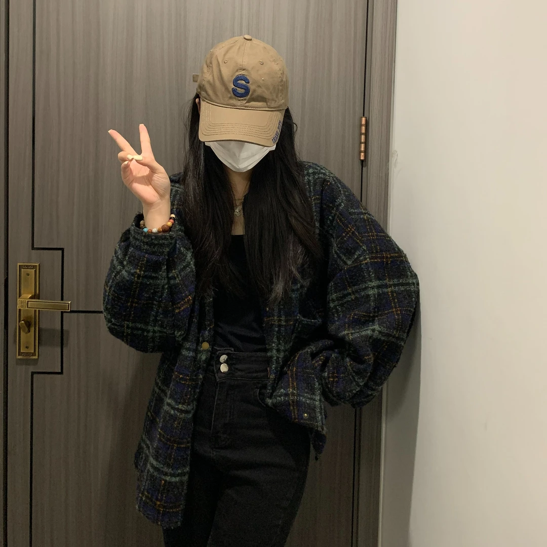 【一眼万年】陈思思  毛呢秋冬季复古百搭加厚格子外套