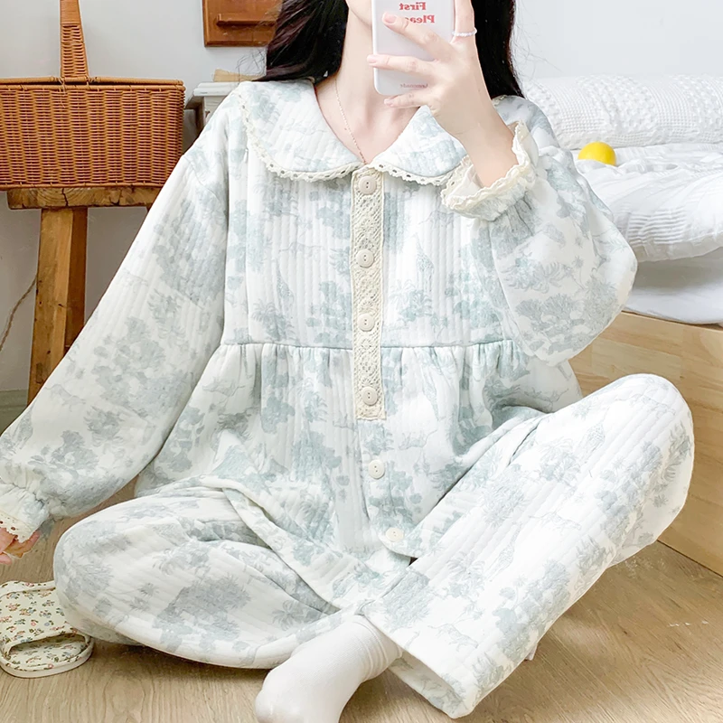 空气棉月子服春秋冬季款产后10月份11加厚喂奶哺乳家居服孕妇睡衣