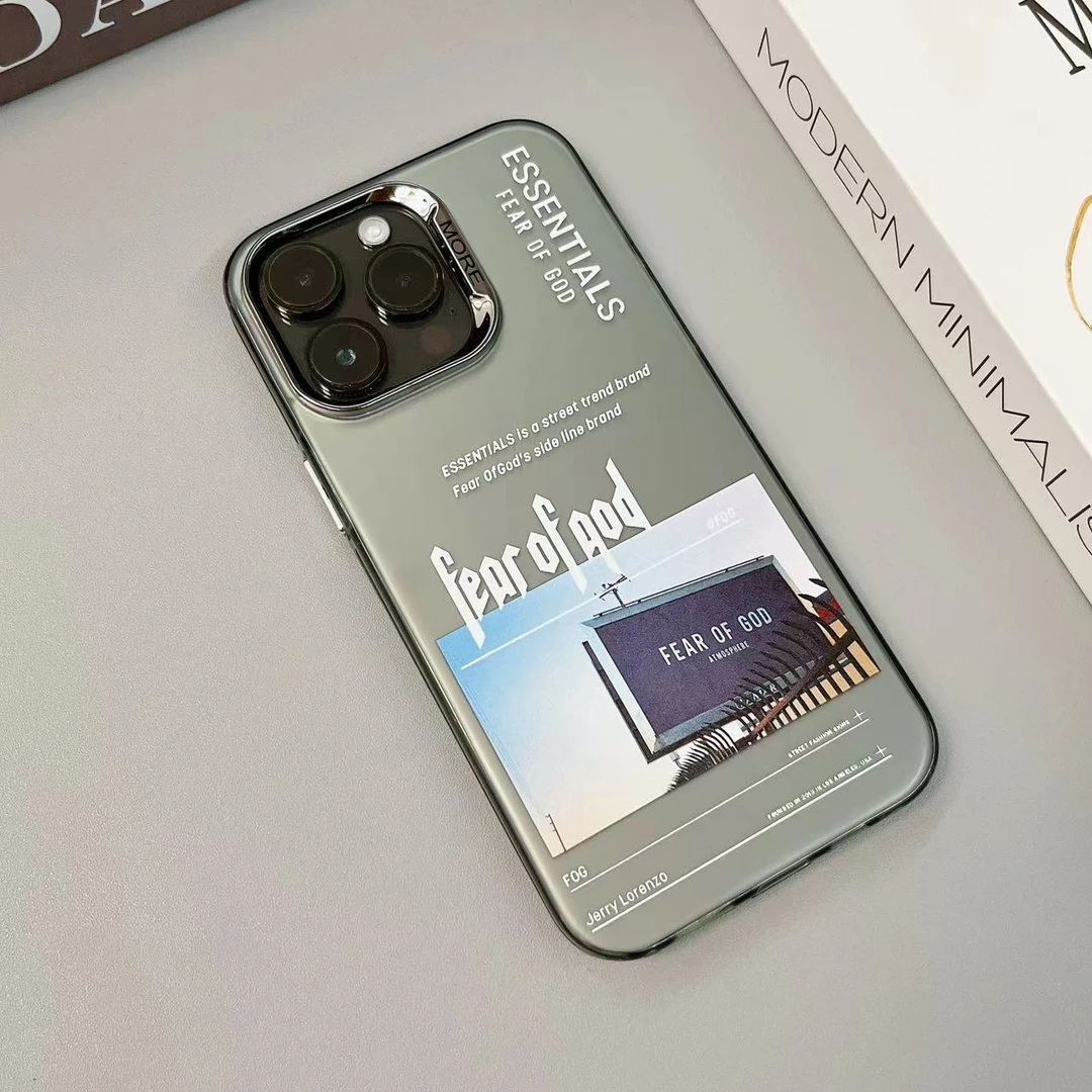简约英文FOG适用苹果15promax/14/13手机壳iPhone12电镀磨砂潮11